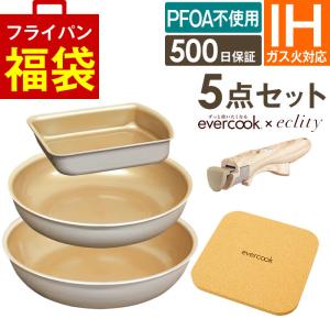 evercook エバークック フライパン 着脱式 IH対応 5点セット グレージュ 玉子焼き+フライパン26cm+28cm+着脱ハンドル+鍋敷き ドウシシャ エクリティ限定モデル｜エクリティ
