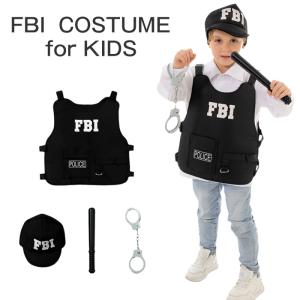 ハロウィン 衣装 子供 コスプレ FBI キッズ ボーイ コスチューム 男の子 ポリス 警察 警官 子ども ハロウィン衣装 仮装 制服 保育園 幼稚園 発表会 パーティー