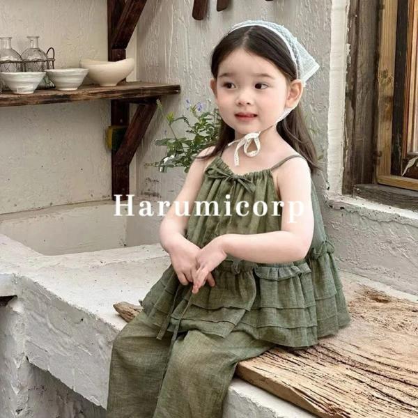 セットアップ キッズ  ベビー服     女の子キャミ  tシャツ   ワイトパンツ子供服 ルームウ...