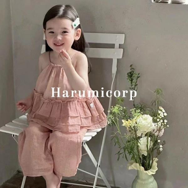 セットアップ キッズ  ベビー服     女の子キャミ  tシャツ   ワイトパンツ子供服 ルームウ...