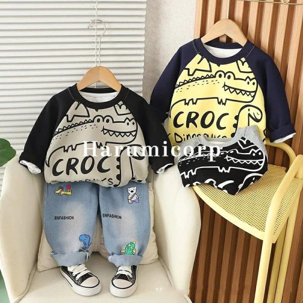 子供服男の子 春秋 韓国子供服 セットアップ 120センチ 長袖 tシャツ ズボン デニムパンツ 長...