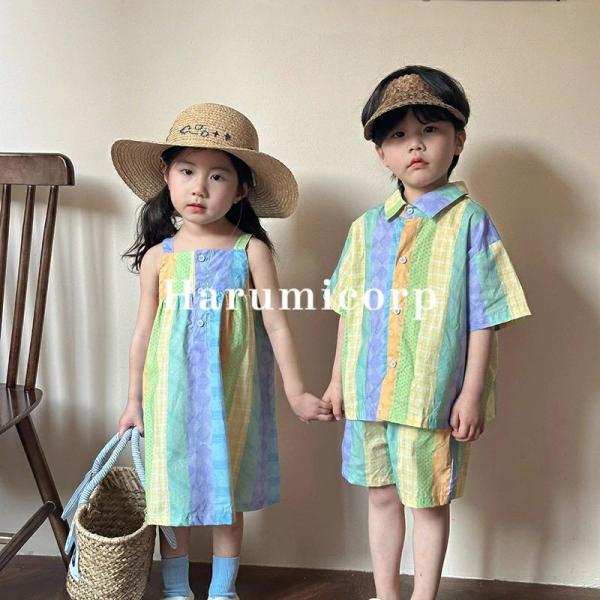 セットアップ キッズ ワンピース 女の子 子供服 男の子 兄妹 150cm 80cm ベビー服 シャ...