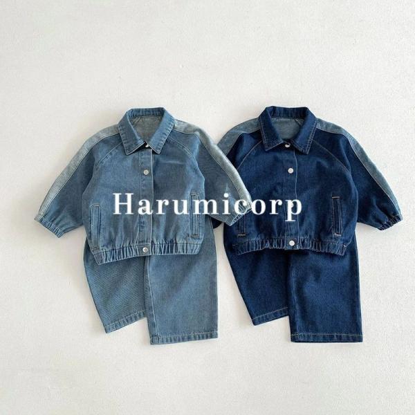 セットアップ キッズ ベビー服 男の子 女の子双子 カジュアルデニムのコート長袖 綿 デニムパンツ ...