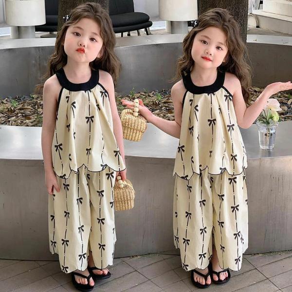 ペプラムブラウス ガウチョパンツ ガールズセットアップ キッズ服 子供 子ども こども 女の子 女児...