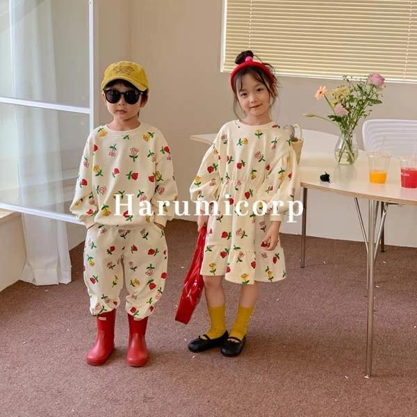 セットアップ キッズ ワンピース 長袖 子供服 女の子 男の子 春秋 ベビー服 兄妹 トップス 綿 ...