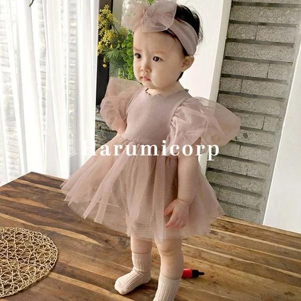 ロンパース 女の子 ヘアバンド付き ベビー服 ワンピース キッズ ドレス 子供 結婚式 フォーマル ...