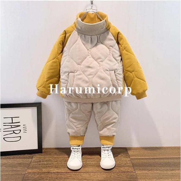 セットアップ キッズ 裏起毛 秋冬 子供服 男の子 女の子 中綿コート ロングパンツ 防寒 暖かい ...