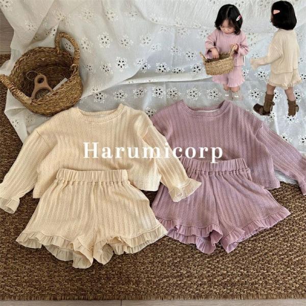 セットアップ キッズ 子供服 女の子 トップス 長袖 ショートパンツ おしゃれ 可愛い ベビー服 春...