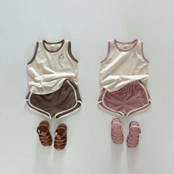 ジャージ 上下セット ベビー服 女の子 男の子 tシャツ ノースリーブ 綿 ショートパンツ 子供服 ...