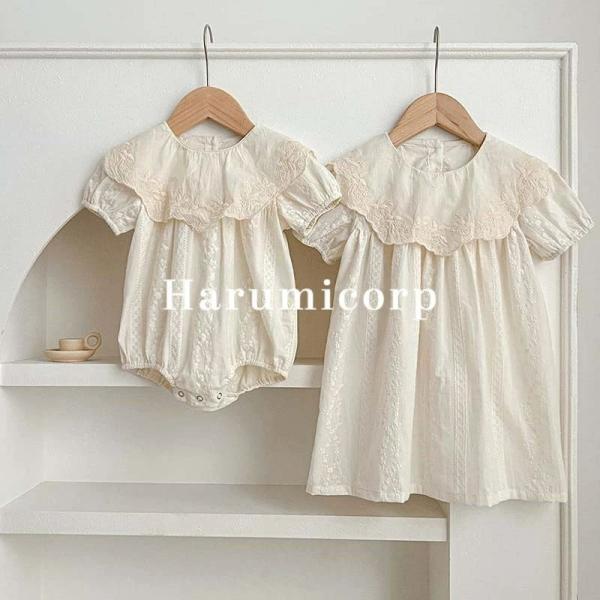 ロンパース ベビー ワンピース キッズ 半袖 ベビー服 姉妹 双子 子供服 夏服 カバーオール キッ...