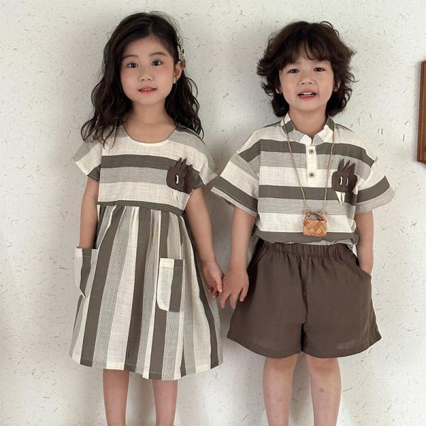 セットアップ キッズ 男の子 女の子 兄妹 服 上下セット ベビー服 春 夏 ワンピース 半袖 シャ...