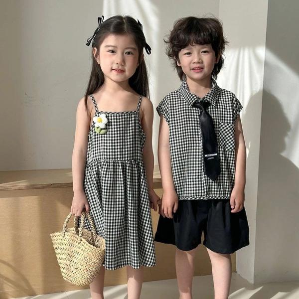 セットアップ キッズ 男の子 女の子 兄妹 服 上下セット ベビー服 春 夏 ワンピース シャツ 綿...