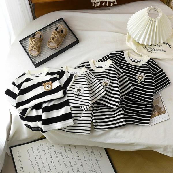 セットアップ キッズ ストライプ ベビー服 ジャージ 上下セット 女の子 男の子 子供服 tシャツ ...
