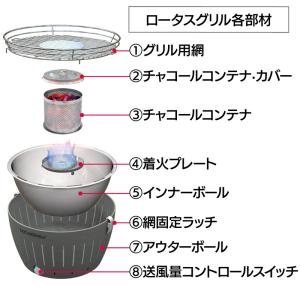 無煙炭火バーベキューグリル ロータスグリルXL...の詳細画像3
