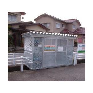 ごみカゴ　野外ゴミステーション(溶融亜鉛メッキ) 折り畳み式ゴミステーションC型キャスター付500L・上扉仕様（溶融