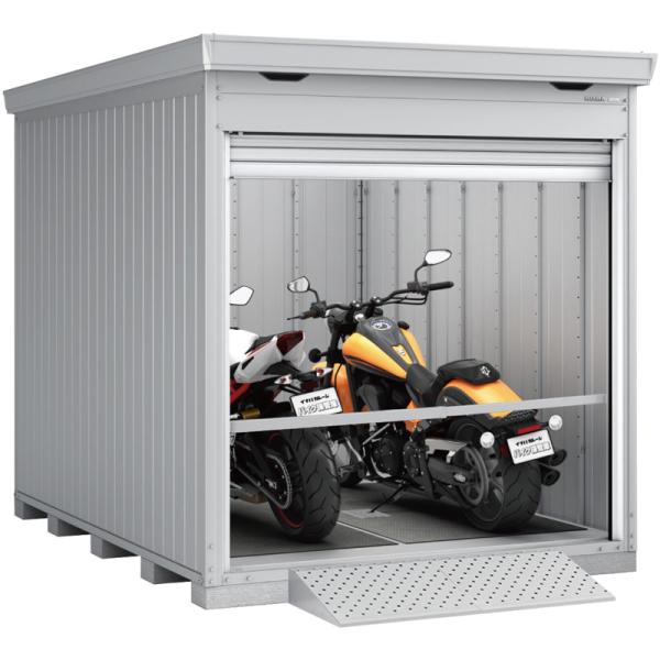 イナバ物置 バイクガレージ バイク保管庫 FM-2230HYN 床付タイプ  一般型 ハイルーフ ガ...