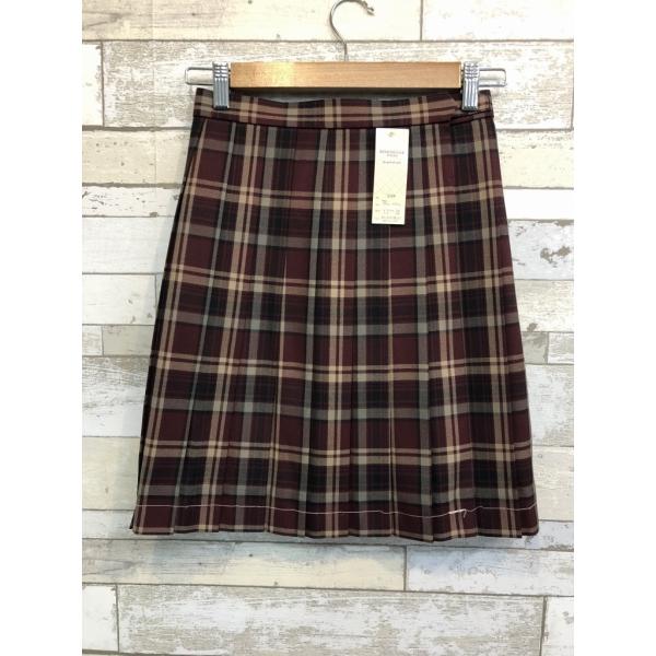 【新品未使用】アウトレット品 在庫限り 20本ひだ 69×45 スクールスカート ワインチェック ウ...