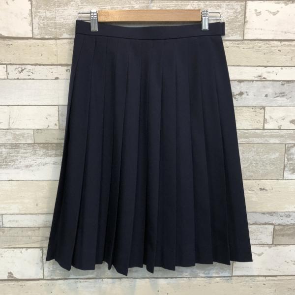 ランクC 冬スカート 24本ヒダ 66×59 紺 ウール50％ 中学生 高校生 女子制服 中古学生服