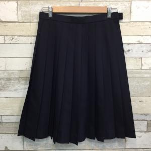 ランクB 冬スカート 69×57 24本ヒダ TOMBOW 紺 ウール50％ 中学生 高校生 女子制服 中古学生服