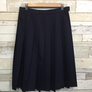 ランクB 冬スカート TOMBOW 69×60 20本ヒダ 紺 ウール50％ 中学生 高校生 女子制服 中古学生服