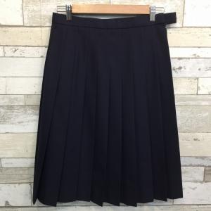ランクA 冬スカート TOMBOW 69×60 20本ヒダ 紺 ウール50％ 中学生 高校生 女子制服 中古学生服