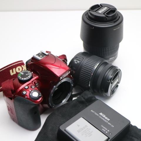 超美品 Nikon D3300 ダブルズームキット レッド 即日発送 Nikon デジタル一眼カメラ...