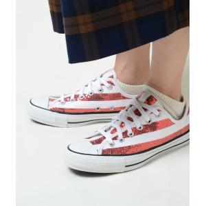 CONVERSE ALL STAR 100 SPANGLE USF OX  コンバース オールスター 100 スパンコール USF OX ホワイト×レッド ストライプ レディース スニーカー 5ck599｜eco-styles-honey