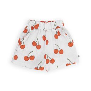 CarlijnQ カーラインク ワイドショートパンツ Cherry - girls short wt pockets KIDS キッズ 子供  かわいい キュロット 短パン さくらんぼ 海外ブランド オラン｜eco-styles-honey