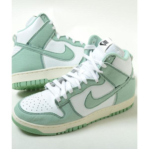 W NIKE ナイキ DUNK HI ダンク 1985  グリーン×オフホワイト デニム メンズ ス...