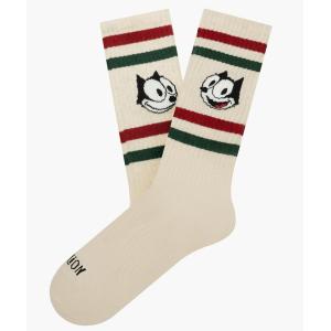 JIMMY LION Socks ソックス 靴下 Athletic Felix The Original アスレティック フィリックス ジ オリジナル Felix the Cat フィリックス・ザ・キャット ベージュ｜eco-styles-honey