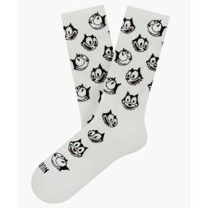 JIMMY LION Socks ソックス 靴下 Athletic Felix Smile アスレティック フィリックス スマイル Felix the Cat フィリックス・ザ・キャット ホワイト 白 ユニセッ｜eco-styles-honey