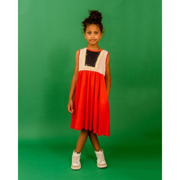 Uchu one-peace ワンピース ノースリーブ レッドｘモスピンク KIDS キッズ 子供 ...