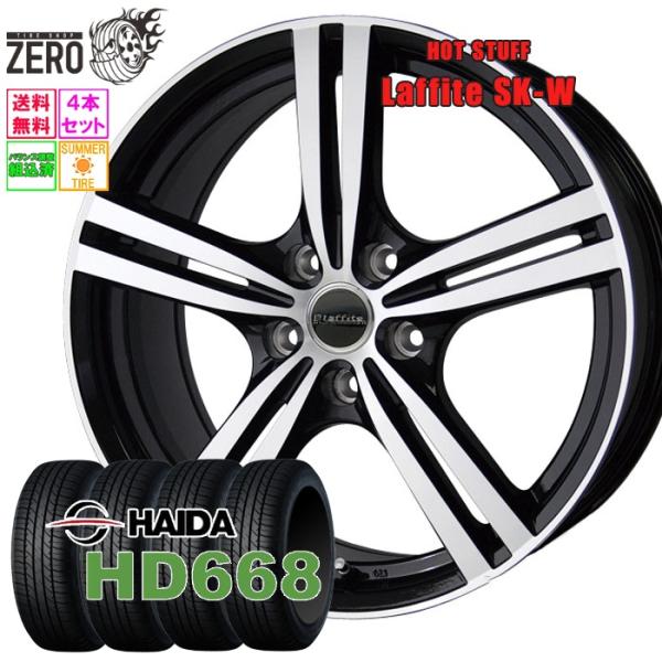 215/55R17 サマータイヤホイールセット ハイダ HD668 SK-W BKP 17インチ×7...