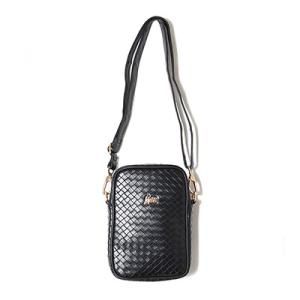 モブ MOBB エンボス加工 エコレザー ショルダーバッグ ミニバッグ メンズ ユニセックス ブラック INTRECCIATO MINI BAG -BLACK-｜ecoandstyle