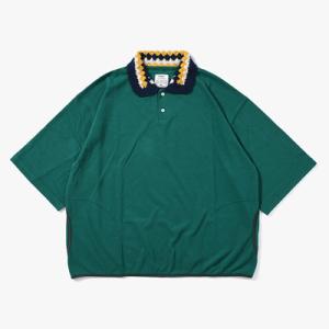 KELEN ケレン ニットポロ メンズ トップス プルオーバーシャツ ニットT サイズ38-40 グリーン/ネイビー/ブラック "HIRST" KNIT COLLAR TOPS -3.COLOR-｜ecoandstyle