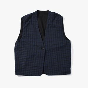 KELEN ケレン リバーシブルベスト メンズ トップス ジレット チェック サイズ40 ネイビー/ブラック "RENENET" VEST -2.COLOR-｜ecoandstyle