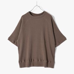 refomed リフォメッド ラグランTシャツ メンズ トップス ワイドシルエット 五分袖 サイズ2 ブラウン/茶 RAGLAN RIB SS TEE -BROWN-｜ecoandstyle