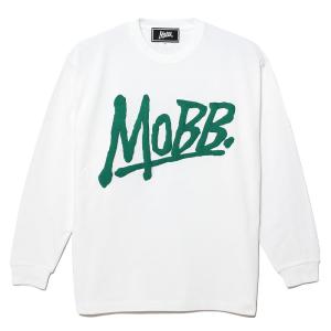 モブ MOBB ヘビーオンスTシャツ M,L,XLサイズ ホワイト/白 カットソー ロンT クルーネック 丸首 ロゴ プリント (P)MAGNUM WEIGHT LS T-SHIRT -WHITE-