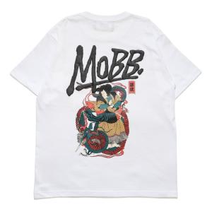 モブ MOBB Tシャツ M,L,XL ホワイト 白 カットソー 半袖 ロゴ クルーネック アート プリント JAPANESE ART T-SHIRT -WHITE-｜ecoandstyle