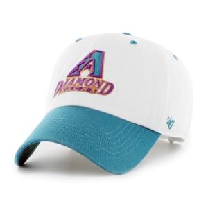 47 フォーティーセブン ベースボール キャップ 帽子 ストリート MLB ホワイト ARIZONA DIAMONDBACKS DOUBLE HEADER DIAMOND '47 CLEAN UP-WHITE×DARK TEAL-｜ecoandstyle