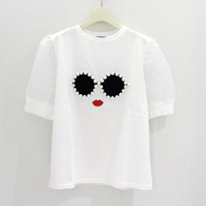 a-jolie アジョリー Tシャツ レディース パフスリーブ シアー オーガンジー 半袖 フリーサ...