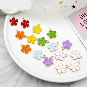 【2ケ】五弁花 イニシャル チャーム 金具 パーツ ピアス アクセサリー パーツ 携帯 キーホルダー カバン 飾 カン付 DIY材料 手作素材 手芸ピーズ 16*13.5mm