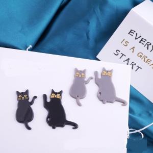 【2ケ】ねこ ネコ 猫 チャーム パーツ ピアス パーツ アクリル製 プラスチック アクセサリー 穴有