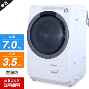 SHARP ドラム式洗濯機 ES-S7C-WL 洗濯乾燥機 (洗7.0kg/乾3.5kg) 中古 プラズマクラスター インバーター制御 (左開き/2018年製)○819h02｜ecoearth