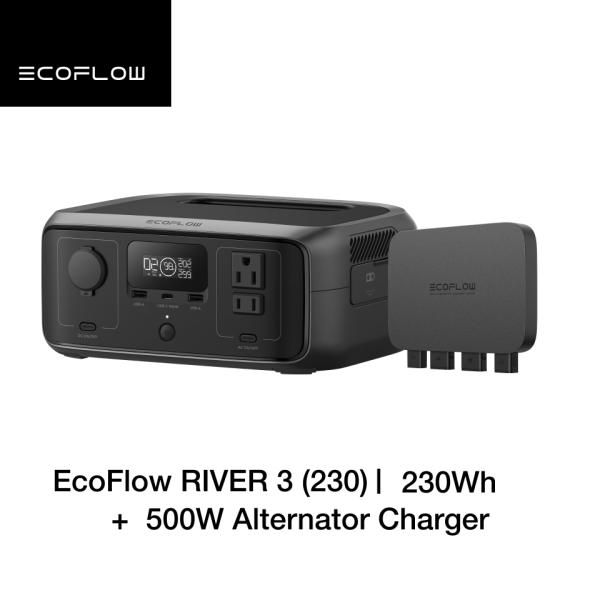 EcoFlow ポータブル電源 走行充電器 セット RIVER 3(230) + 500W Alte...
