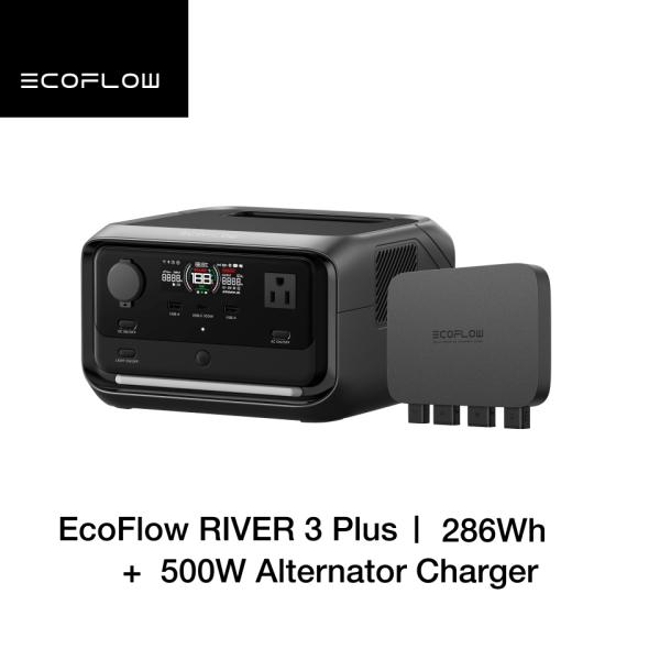 EcoFlow ポータブル電源 走行充電器 セット RIVER 3 Plus(286)+500W A...