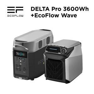 ポータブルクーラー ポータブル電源 セット リン酸鉄 大容量 DELTA Pro 3600Wh + Wave エアコン 車中泊 暑対策 停電 アウトドア 家庭用 EcoFlow