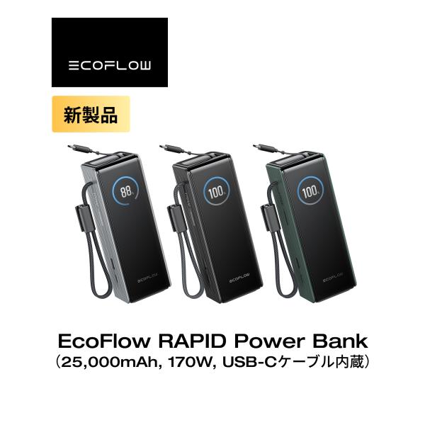 EcoFlow RAPID Power Bank 25000mAh  最大合計170W出力 USB-...