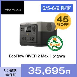 ポータブル電源 リン酸鉄 RIVER 2 Max 大容量 512Wh 蓄電池 リチウムイオンバッテリー キャンプ アウトドア バッテリー充電器 EcoFlow エコフロー