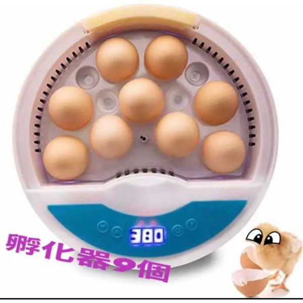 インキュベーター 検卵ライト内蔵鳥類専用ふ卵器 孵化器 9個入卵OK ヒヨコ生まれ 子供教育用 家庭...